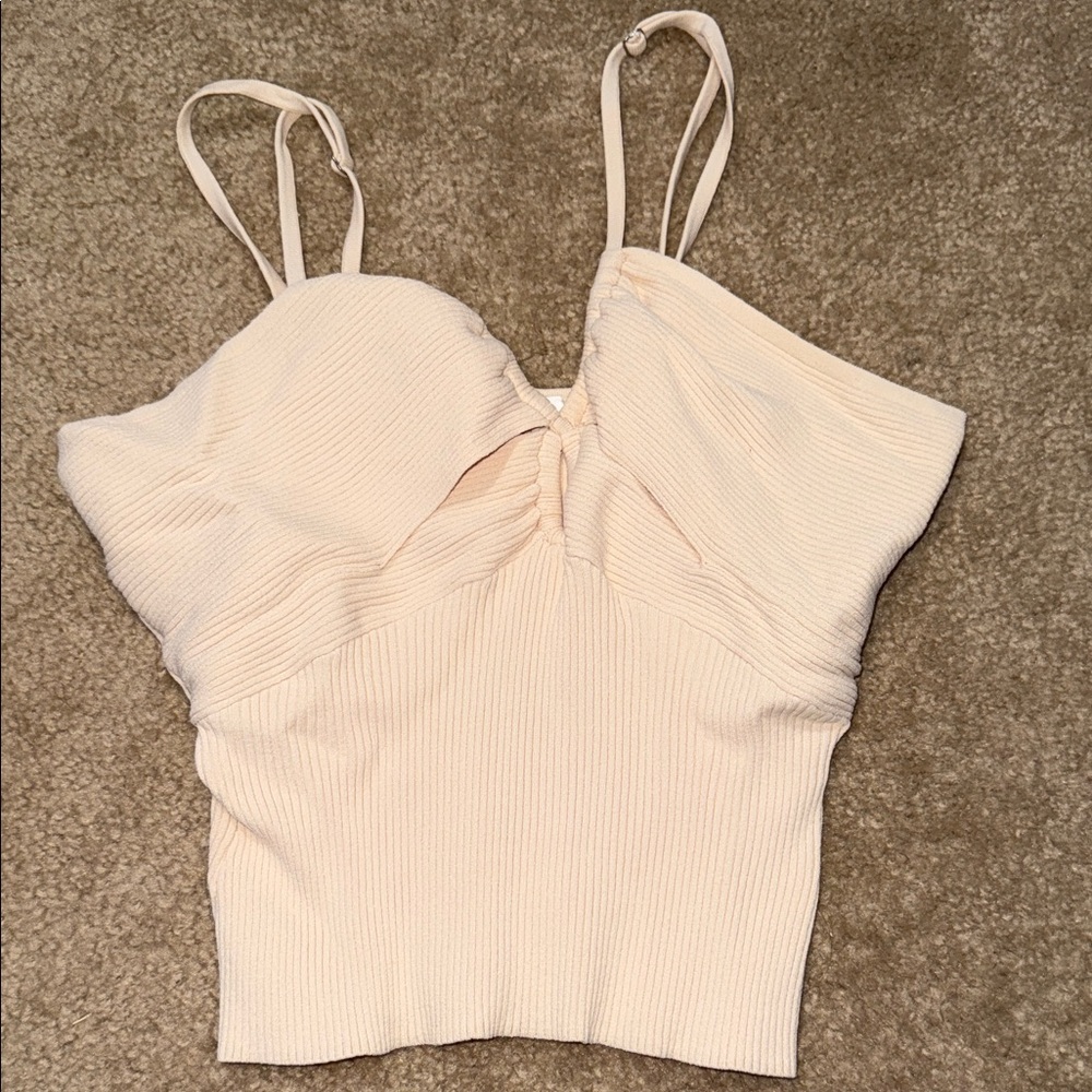 A.L.C. Cream Ribbed Camisole Top